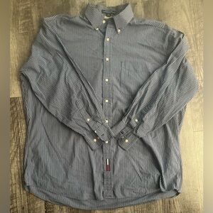 Men's Blue Striped Button-Up Shirt